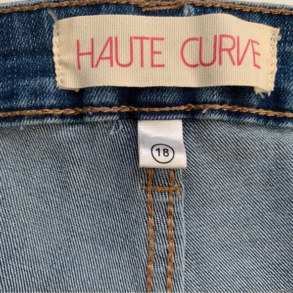 Haute Curve Jeans Medium Wash Distressed High Rise Skinny Ankle Size 18 NEW - Picture 2 of 12
